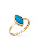 Marquise Turquoise Stone Minimal Ring in 14K Gold by Elef Jewelry