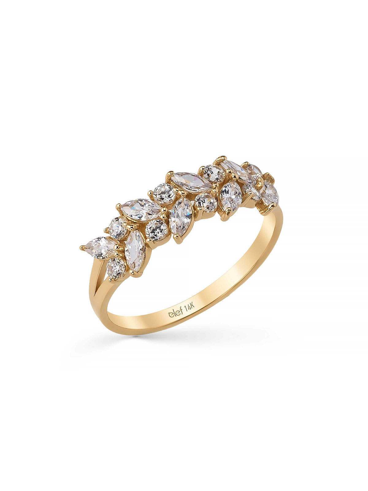 Marquise & Round-Cut Stone Ring in 14K Gold by Elef Jewelry