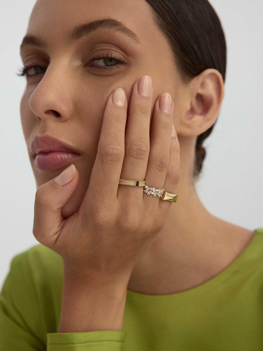 Marquise & Round-Cut Stone Ring in 14K Gold