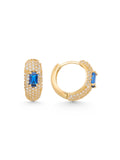 Blue Baguette Stone Accents Sparkling Earrings in 14K Gold by Elef Jewelry