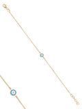 14K Gold Blue White Enamel Evil Eye Bracelet by Elef Jewelry