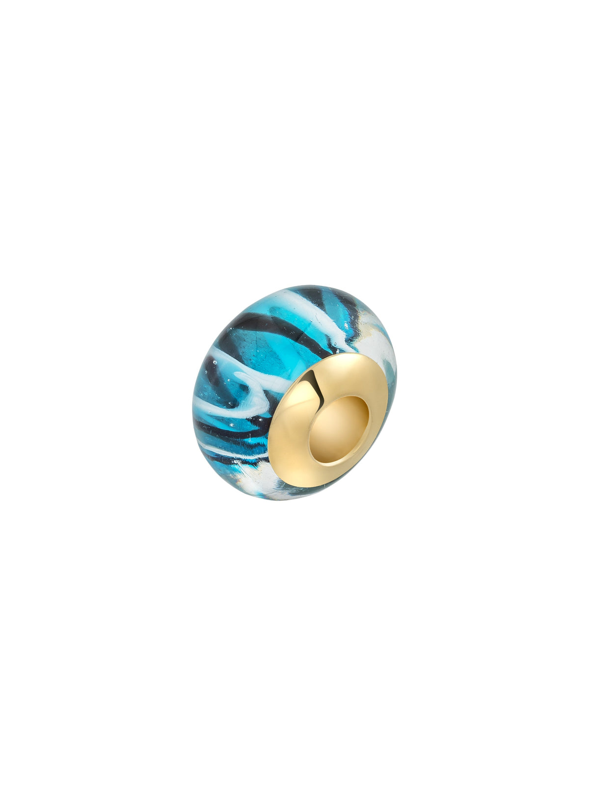 Blue Veined Murano Glass Charm in 14K Gold by Elef Jewelry