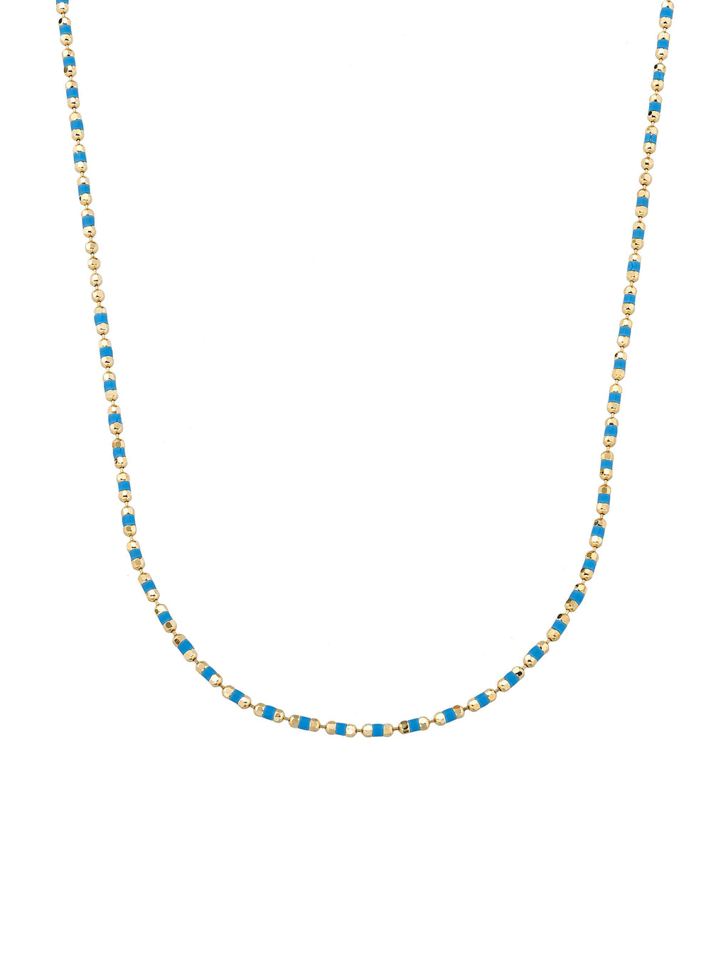 Blue Enamel Dorika Form Necklace in 14K Gold by Elef Jewelry