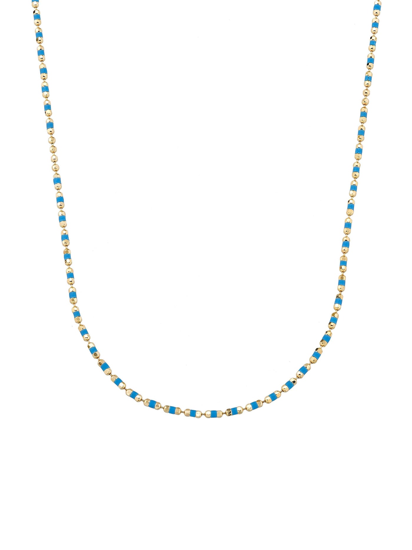 Blue Enamel Dorika Form Necklace in 14K Gold by Elef Jewelry