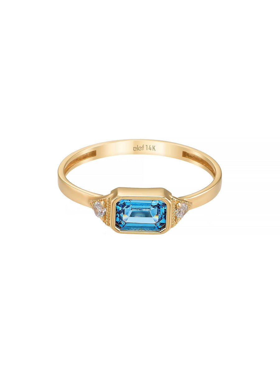 Blue Stone Vintage Ring in 14K Gold