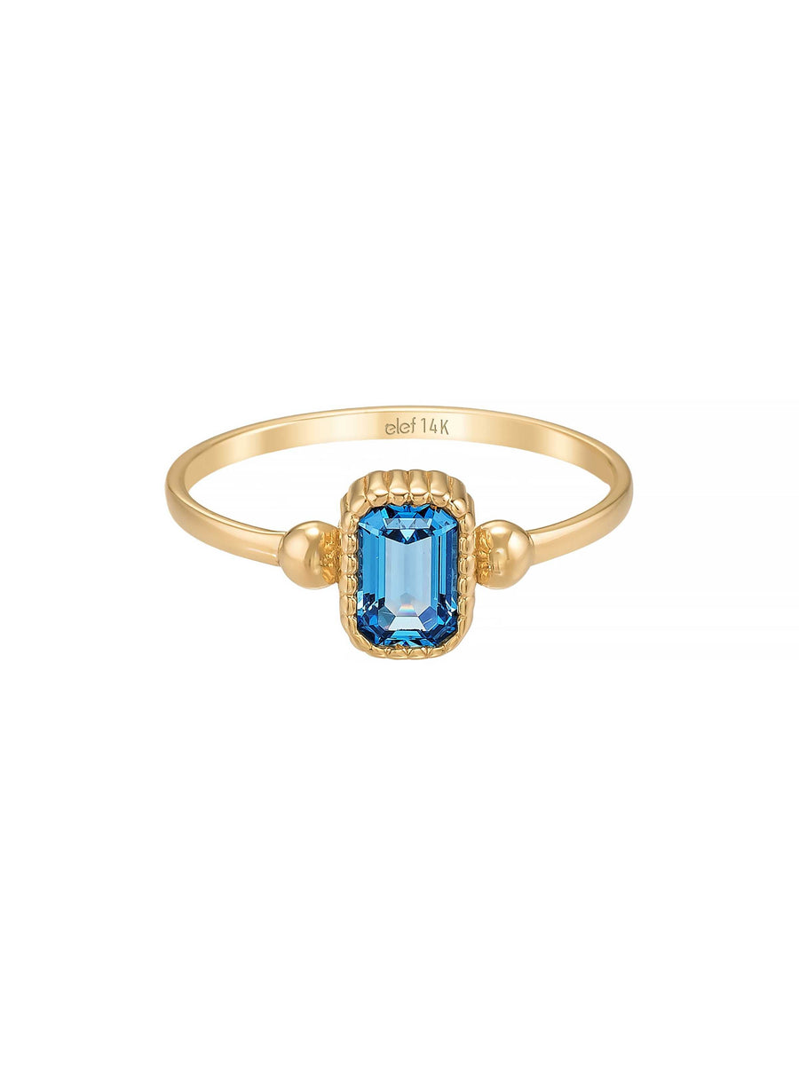 Blue Stone Vintage Form Ring in 14K Gold