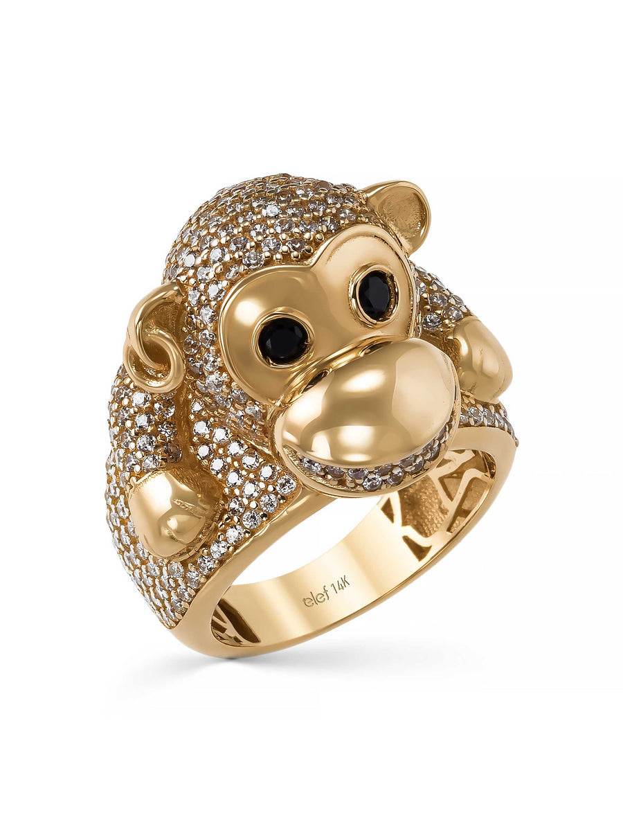 Monkey Diamond-Inspired Ring in 14K Gold