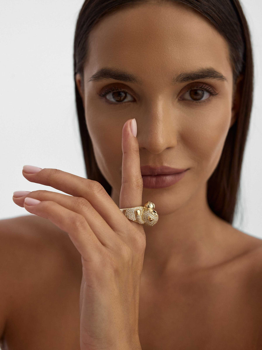 Monkey Diamond-Inspired Ring in 14K Gold