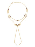 Angel Wing Black Zircon Stone Hand Chain in 14K Gold by Elef Jewelry