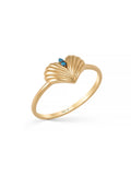 Midye Form Turquoise Stone Ring in 14K Gold by Elef Jewelry