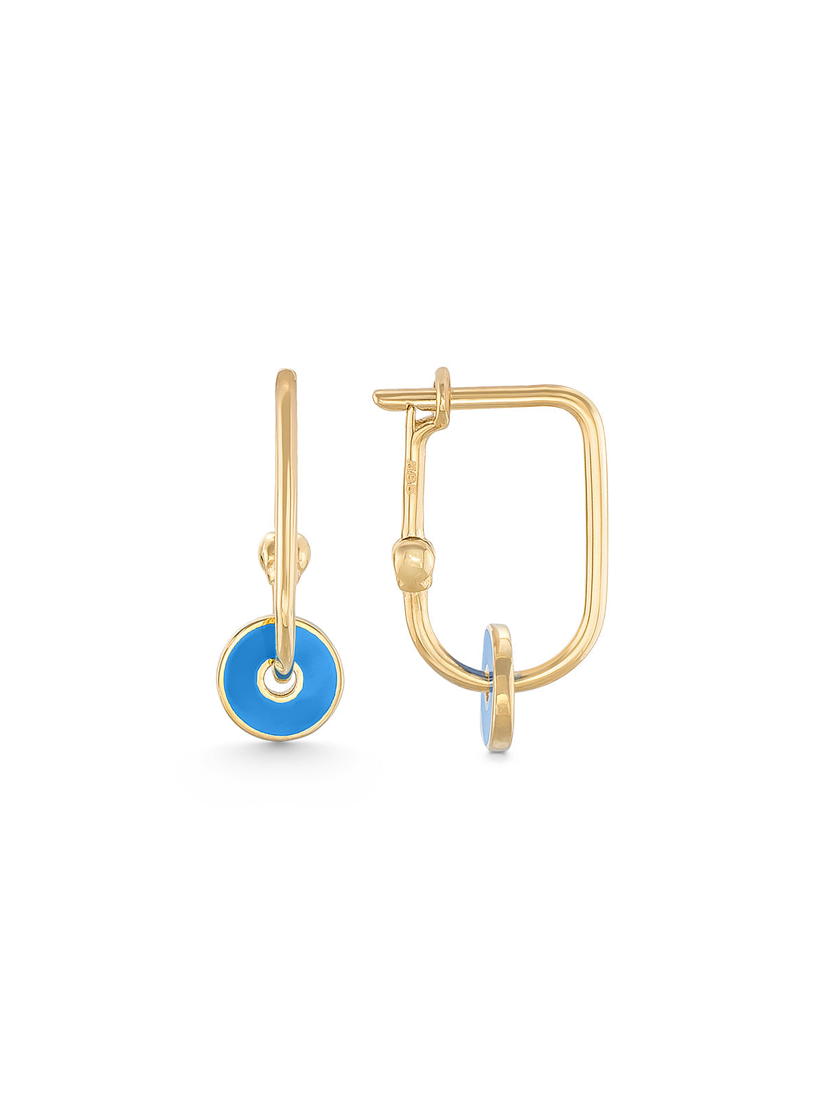 Enamel Evil Eye Ringed Earrings in 14K Gold by Elef Jewelry