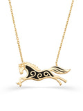 Enamel Horse Necklace in 14K Gold by Elef Jewelry