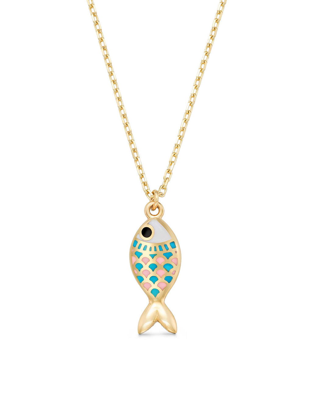 Enamel Fish Necklace in 14K Gold by Elef Jewelry