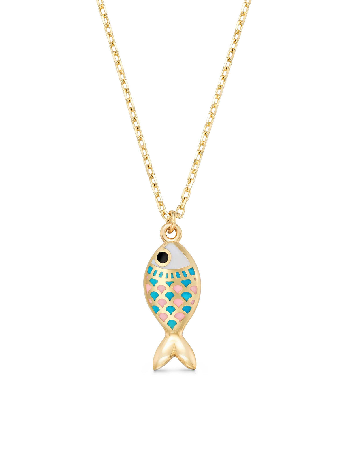 Enamel Fish Necklace in 14K Gold by Elef Jewelry