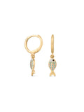 Enamel Fish Drop Kids Earrings in 14K Gold by Elef Jewelry