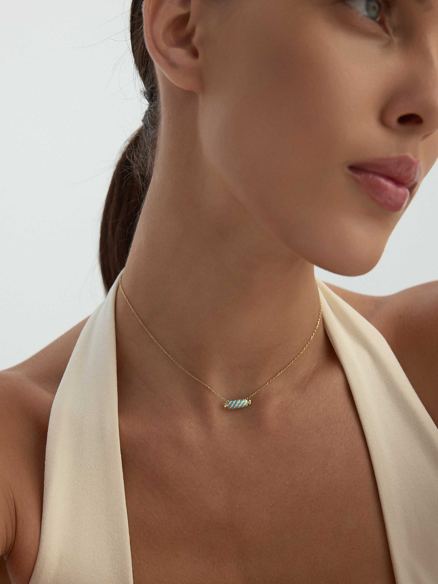 Enamel Bayram Candyi Necklace in 14K Gold