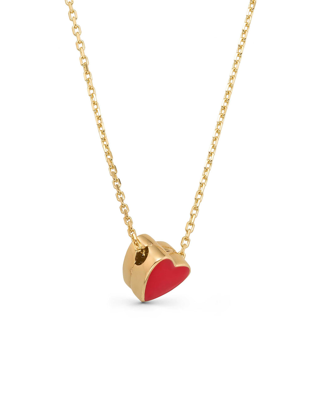 Enamel Heart Necklace in 14K Gold by Elef Jewelry