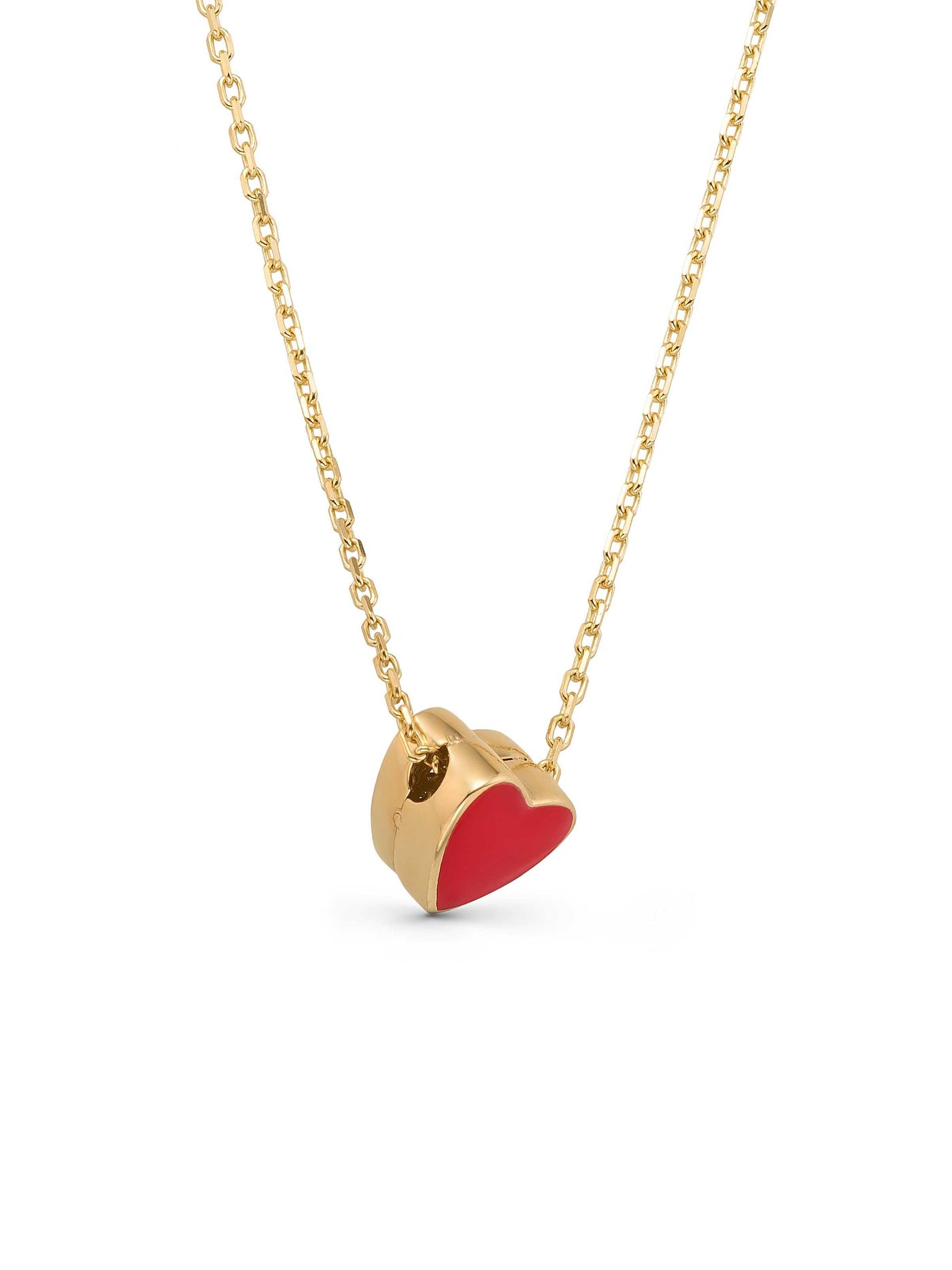 Enamel Heart Necklace in 14K Gold by Elef Jewelry