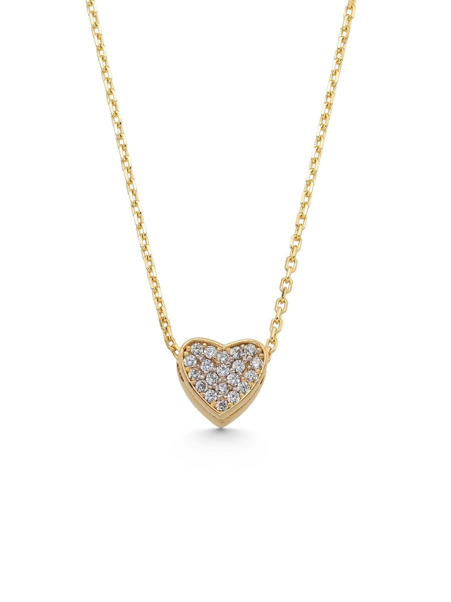 Enamel Heart Necklace in 14K Gold