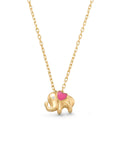 Enamel Heart Elephant Necklace in 14K Gold by Elef Jewelry
