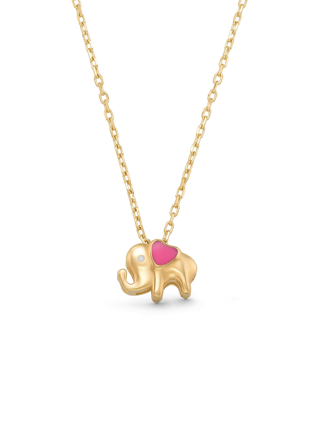 Enamel Heart Elephant Necklace in 14K Gold by Elef Jewelry
