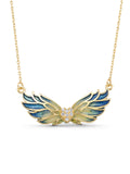 Enamel Kanat & Stone Heart Necklace in 14K Gold by Elef Jewelry