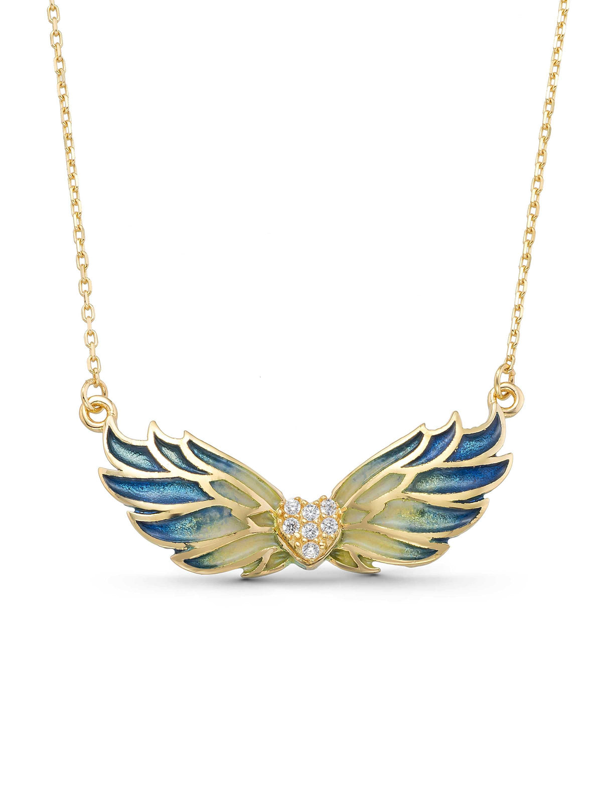 Enamel Kanat & Stone Heart Necklace in 14K Gold by Elef Jewelry