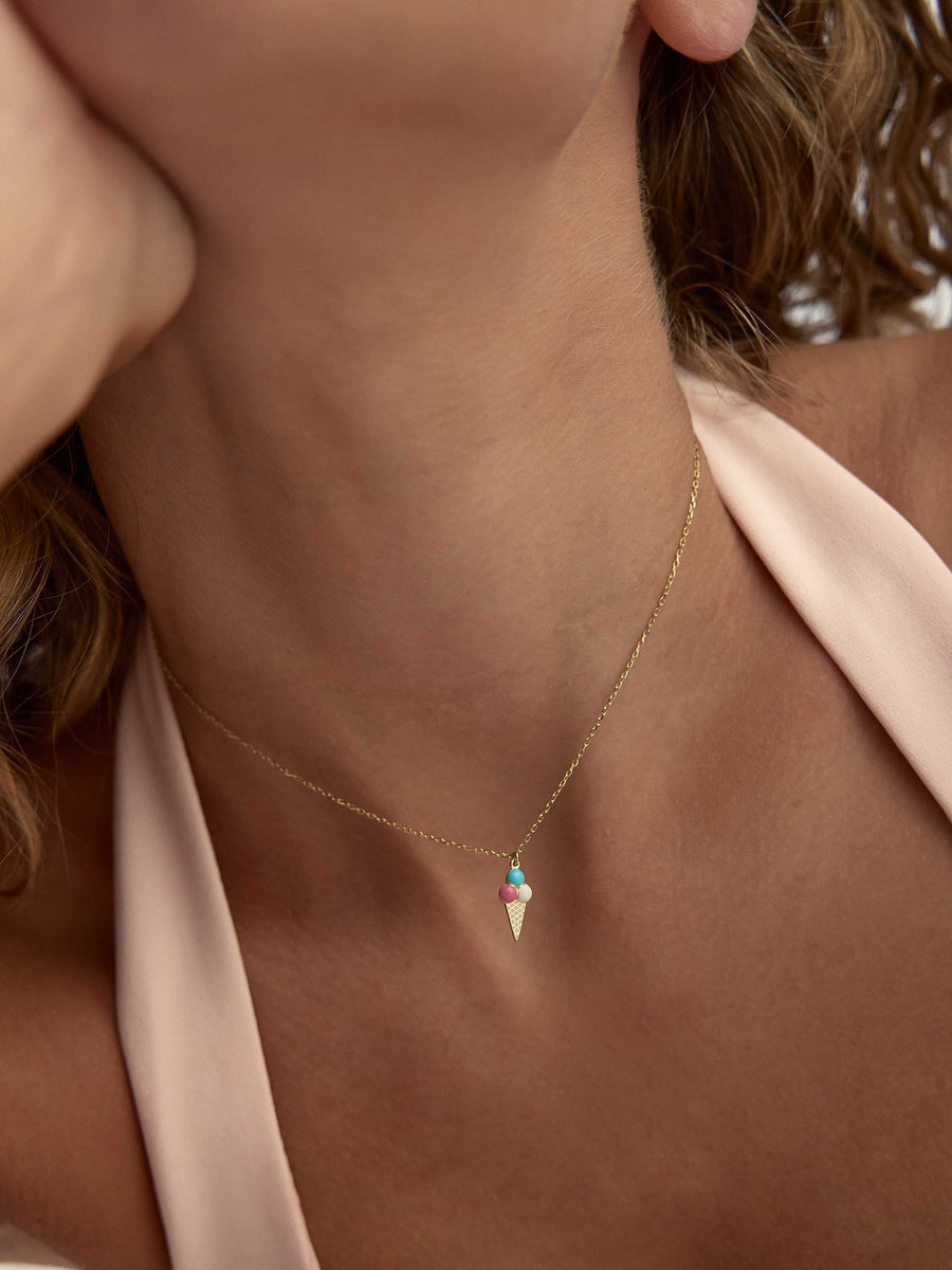 Enamel Cone Necklace in 14K Gold