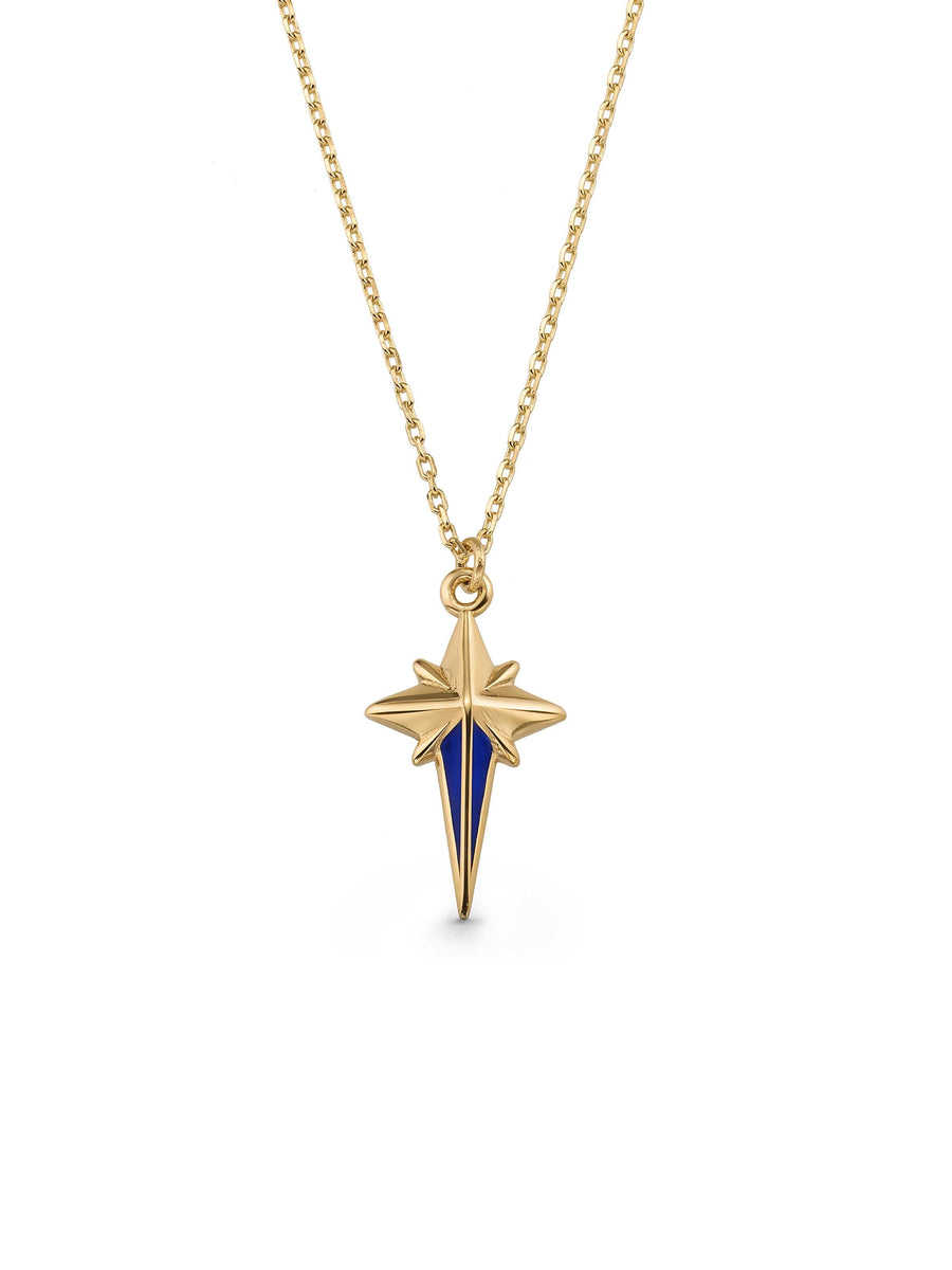 Enamel Kutup Star Necklace in 14K Gold