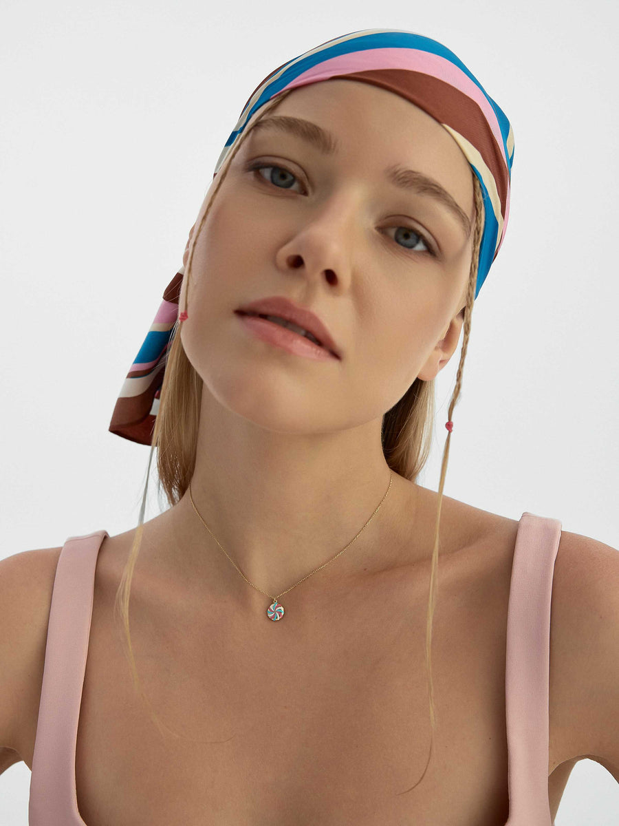 Enamel Lolipop Necklace in 14K Gold