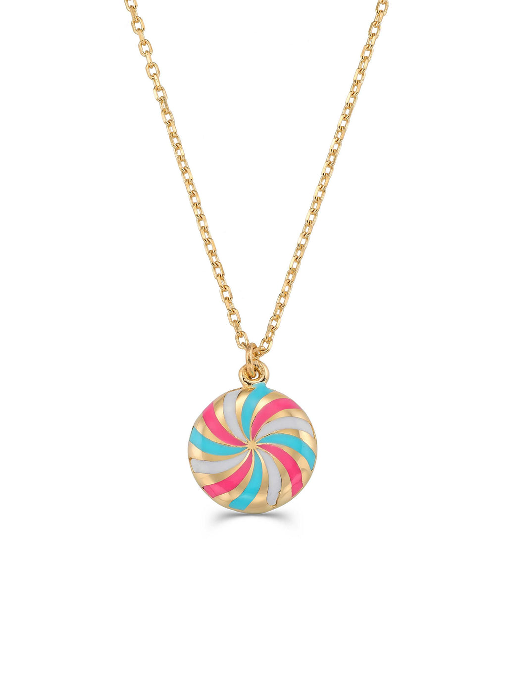 Enamel Lolipop Necklace in 14K Gold by Elef Jewelry