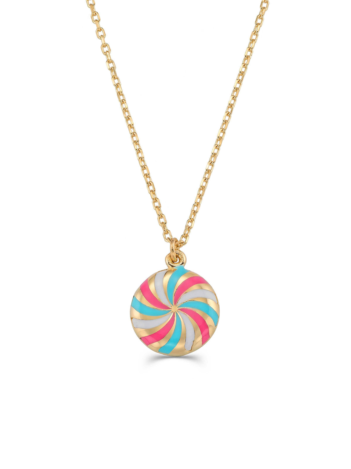 Enamel Lolipop Necklace in 14K Gold by Elef Jewelry
