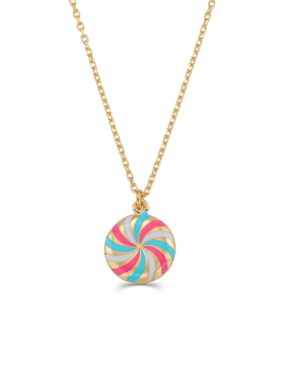 Enamel Lolipop Necklace in 14K Gold