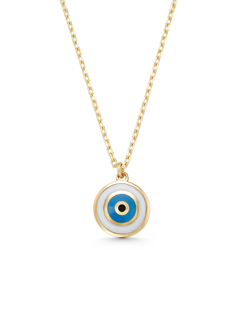 14K Gold Enamel Evil Eye Necklace by Elef Jewelry