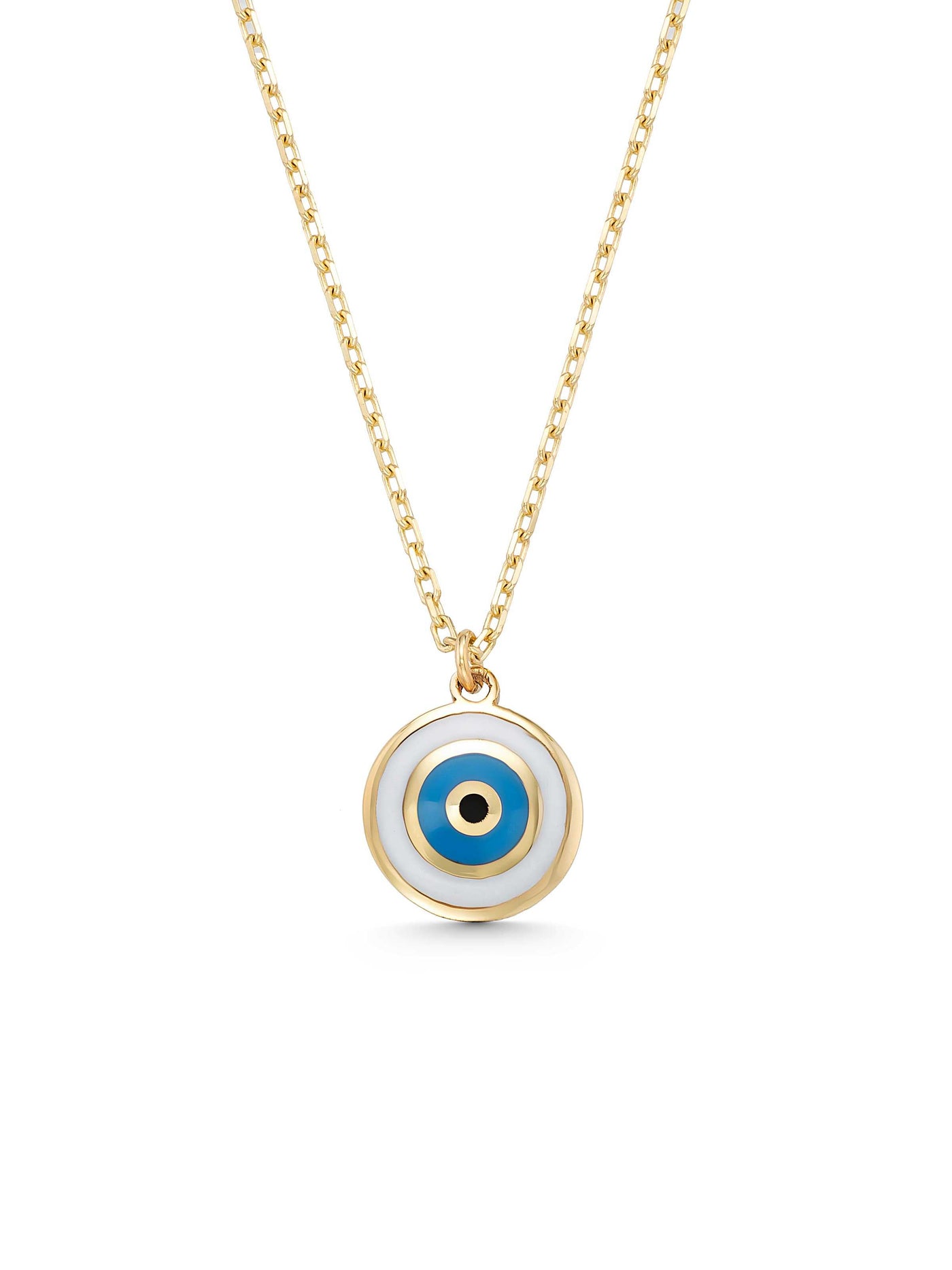 14K Gold Enamel Evil Eye Necklace by Elef Jewelry