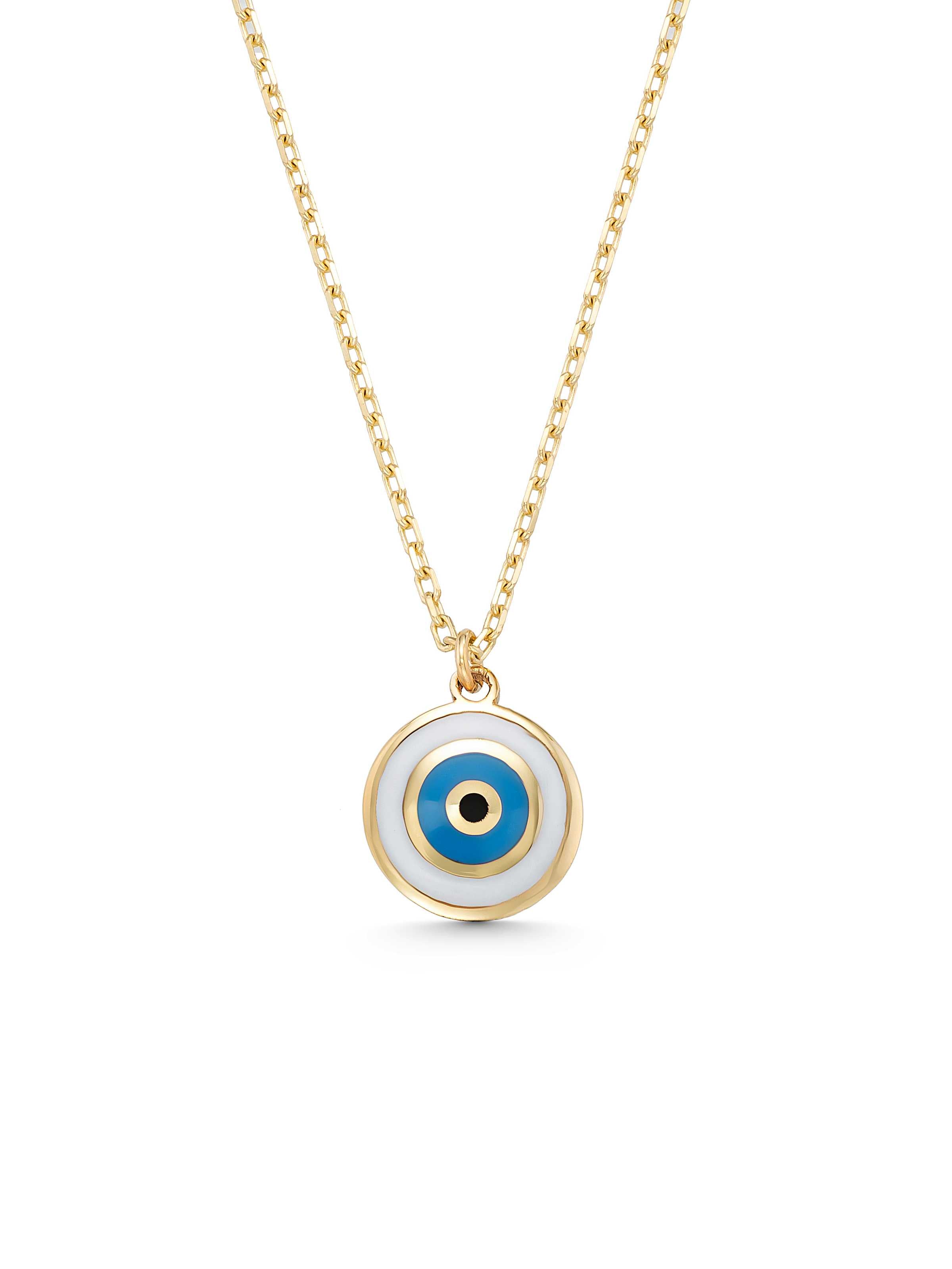 14K Gold Enamel Evil Eye Necklace by Elef Jewelry