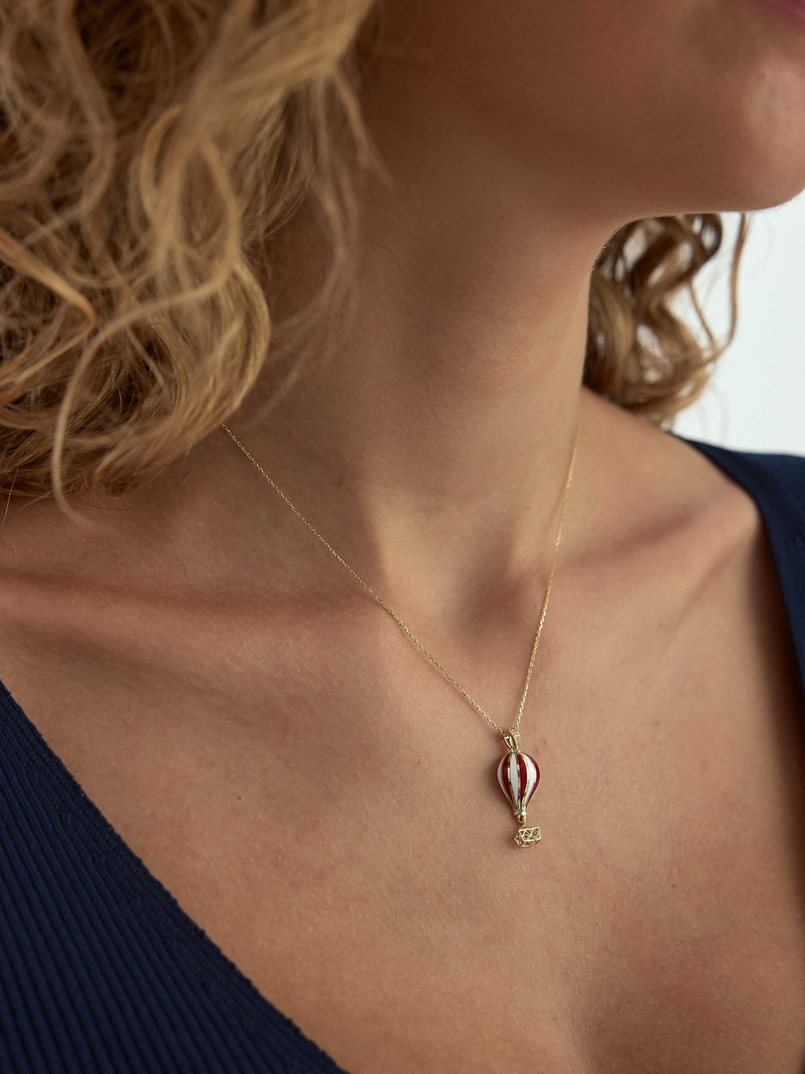 Enamel Sepetli Balon Necklace in 14K Gold