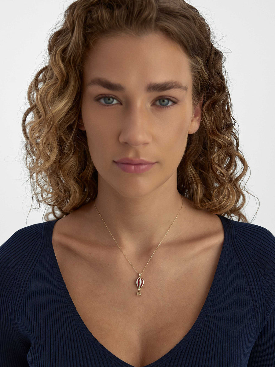 Enamel Sepetli Balon Necklace in 14K Gold