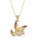 Enamel Threean Bird Necklace in 14K Gold by Elef Jewelry