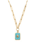 Enamel Star Medalyon Necklace in 14K Gold by Elef Jewelry
