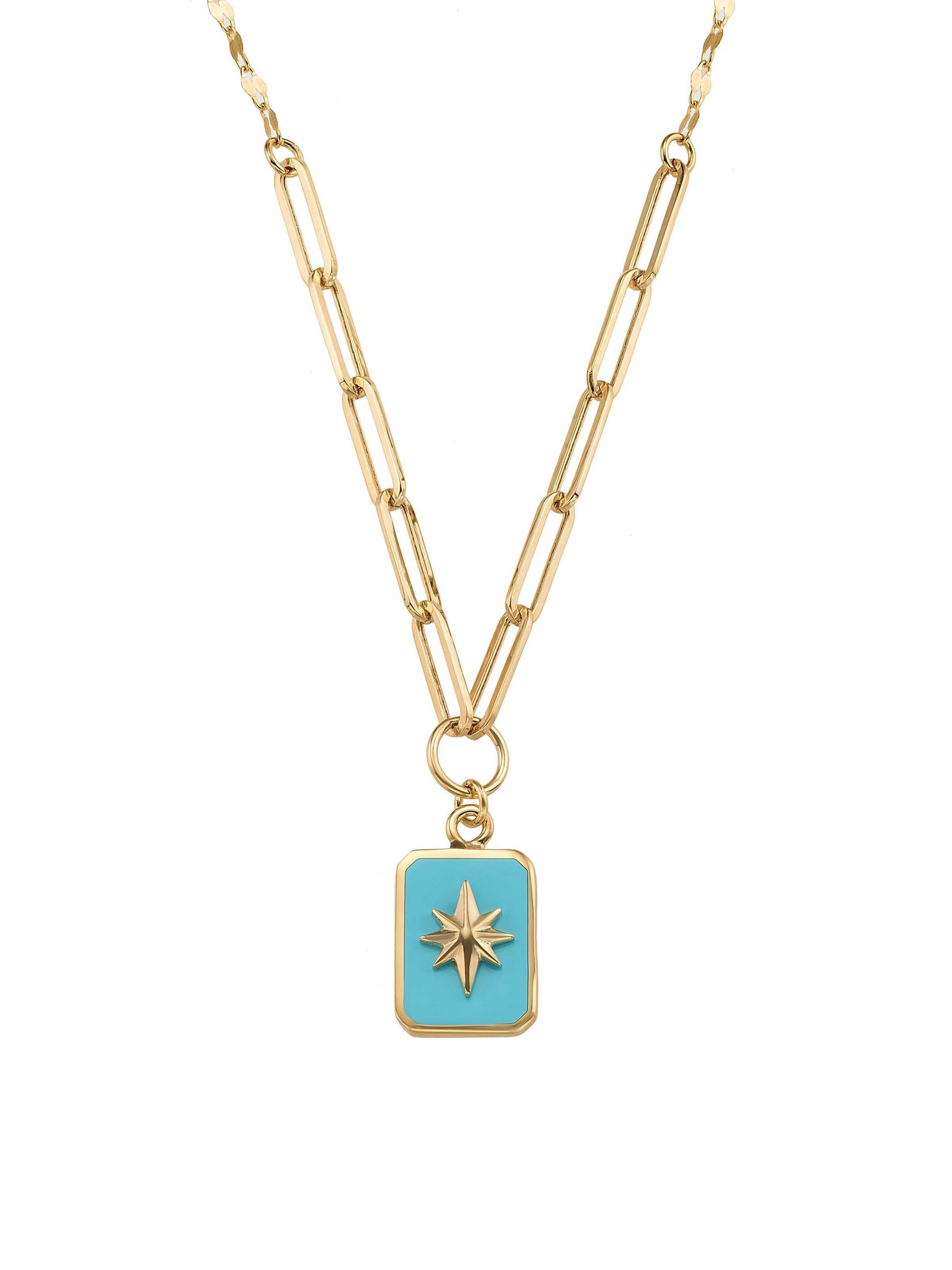 Enamel Star Medalyon Necklace in 14K Gold by Elef Jewelry