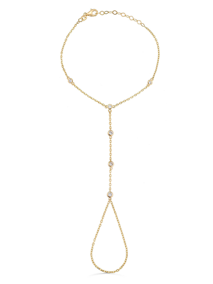 Minimal Zircon Hand Chain in 14K Gold