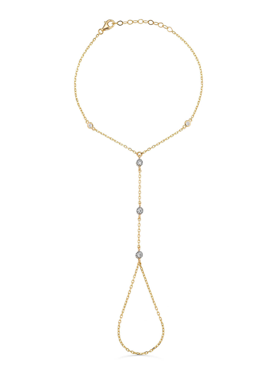 Minimal Zircon Hand Chain in 14K Gold