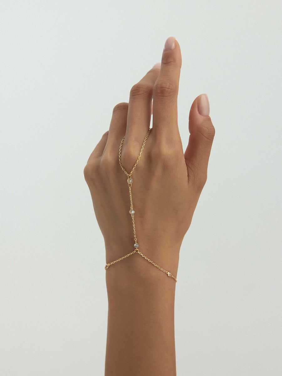 Minimal Zircon Hand Chain in 14K Gold