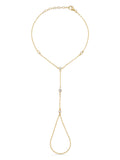 Minimal Zircon Stone Accents Hand Chain in 14K Gold by Elef Jewelry