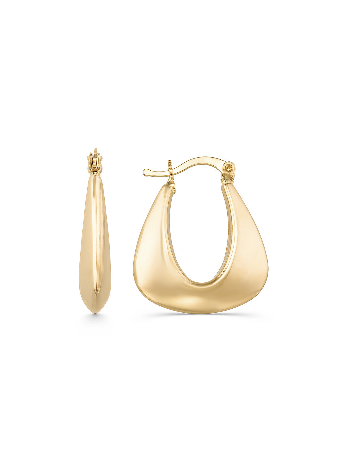 Sculptural Wide Hoop Earrings in 14K Gold by Elef Jewelry