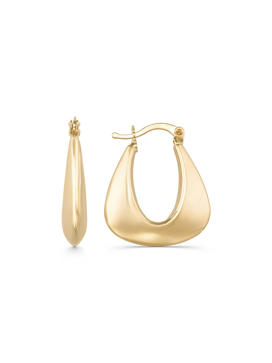 Sculptural Wide Hoop Earrings in 14K Gold