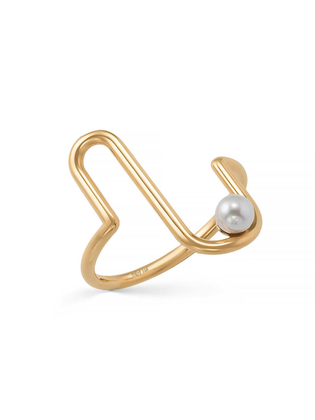 Sculptural Pearl Ring in 14K Gold by Elef Jewelry