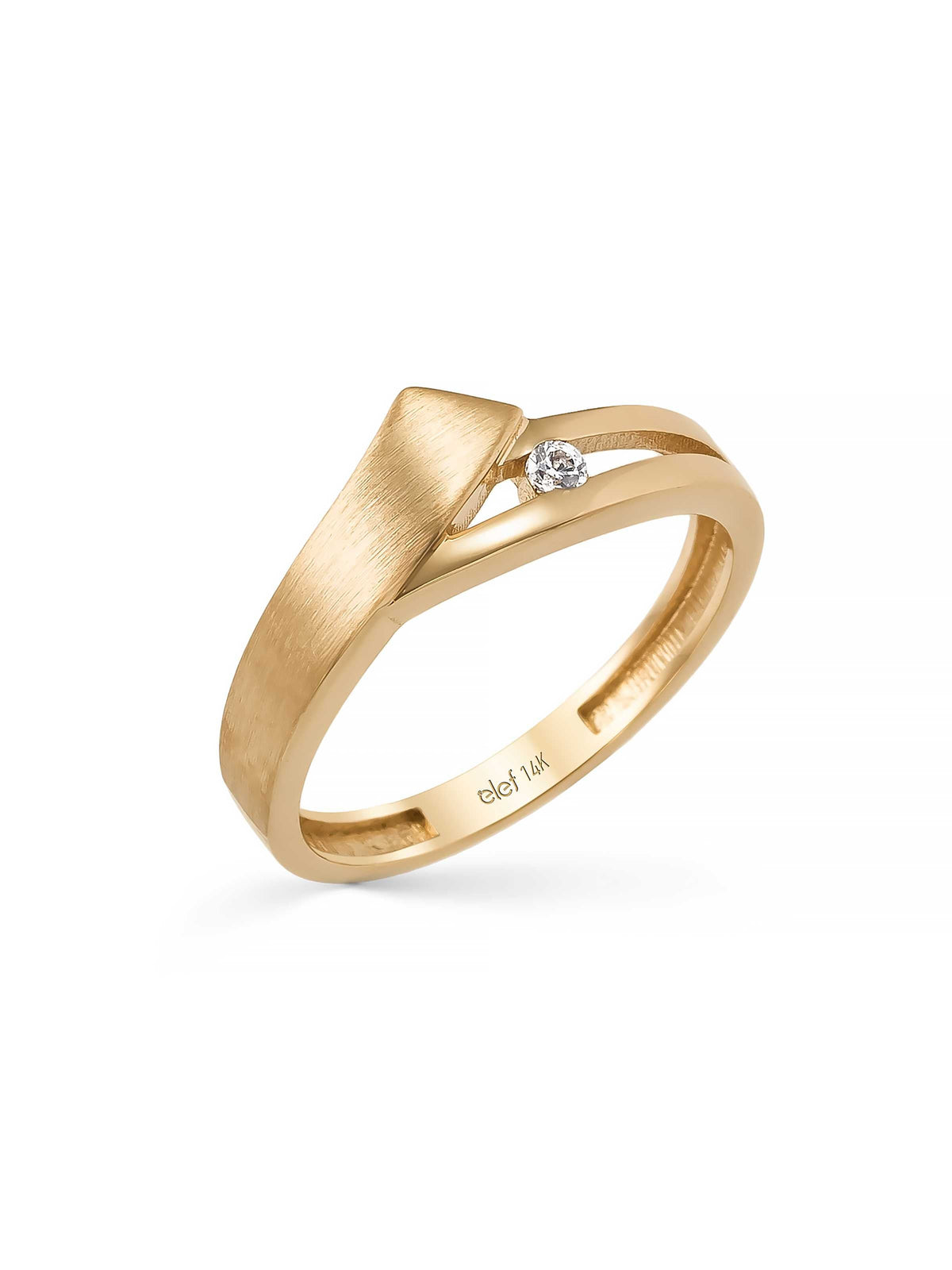 Modern Geometric Solitaire Ring in 14K Gold by Elef Jewelry
