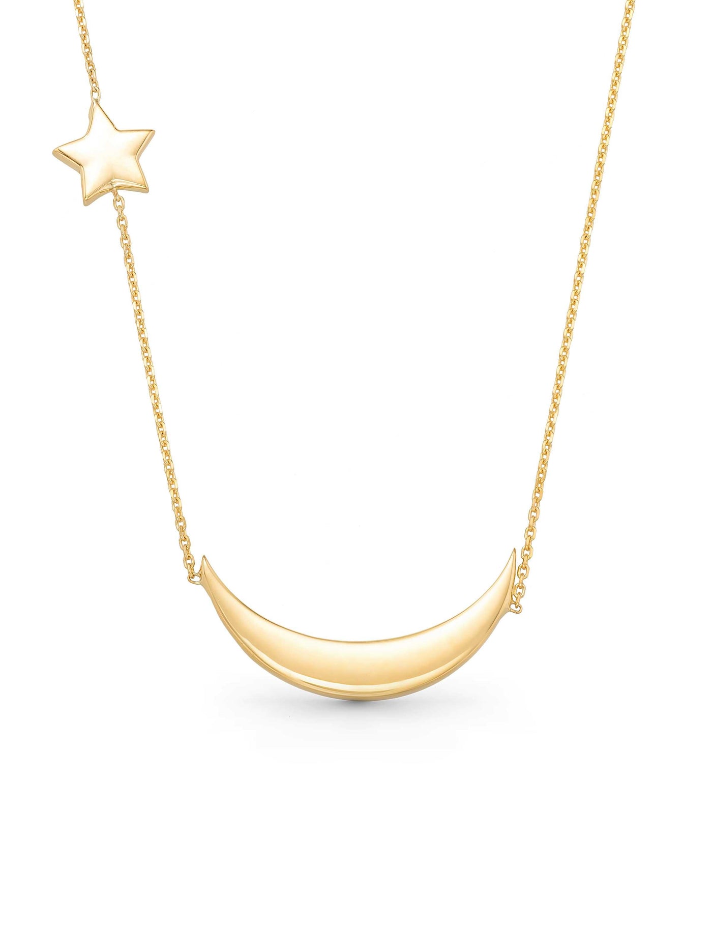 Modern Hilal & Star Necklace in 14K Gold by Elef Jewelry